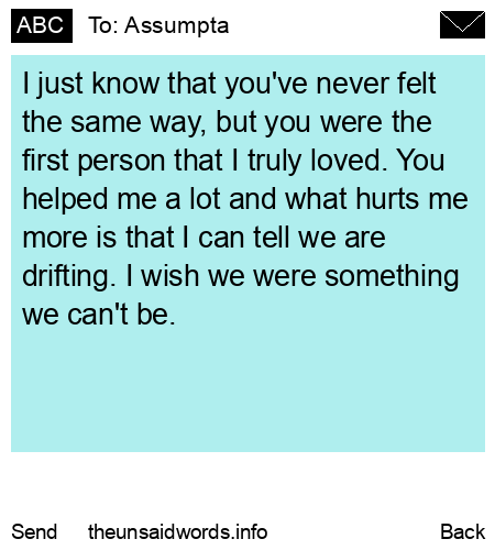 unsent message to Assumpta
