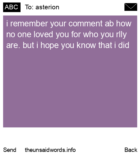 unsent message to asterion
