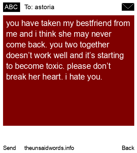 unsent message to astoria
