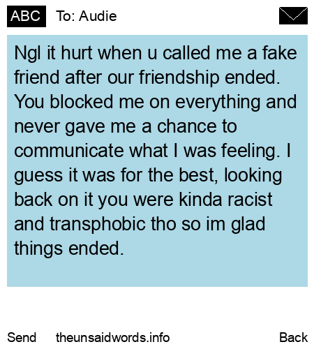 unsent message to Audie