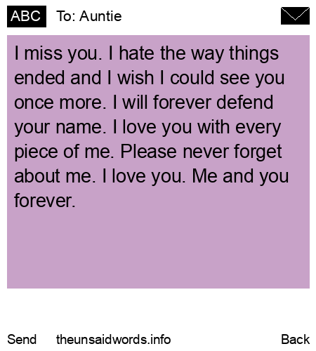 unsent message to Auntie
