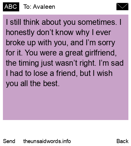 unsent message to Avaleen