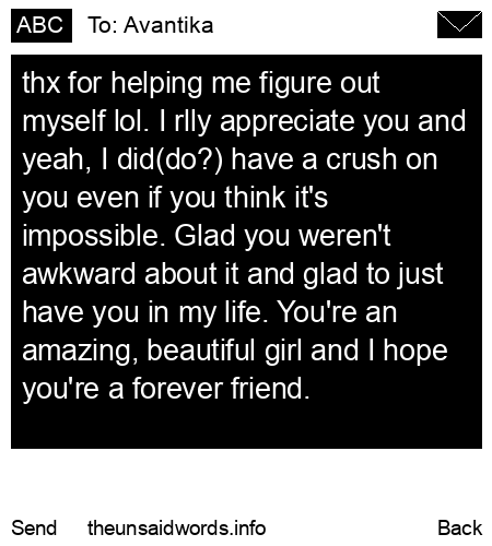 unsent message to Avantika