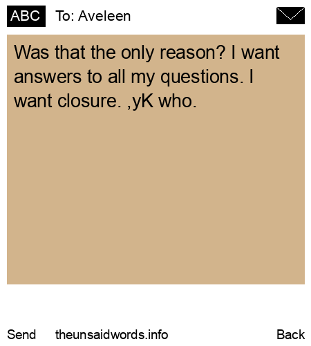 unsent message to Aveleen