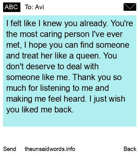unsent message to Avi