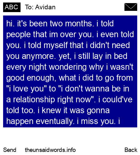 unsent message to Avidan