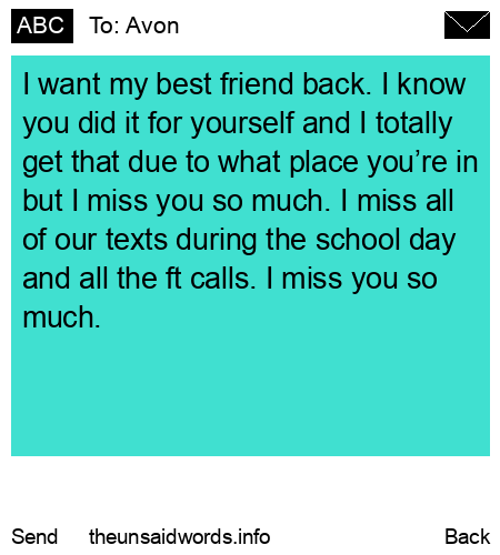 unsent message to Avon