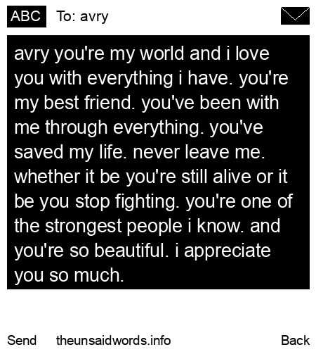 unsent message to avry