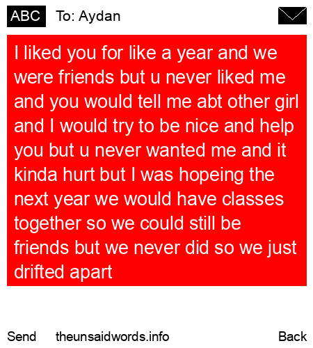 unsent message to Aydan