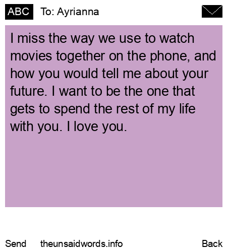 unsent message to Ayrianna