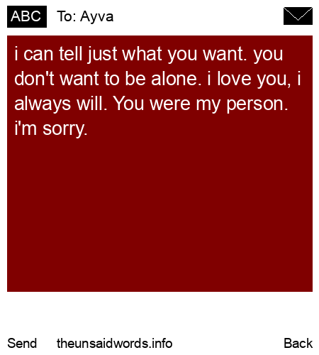 unsent message to Ayva