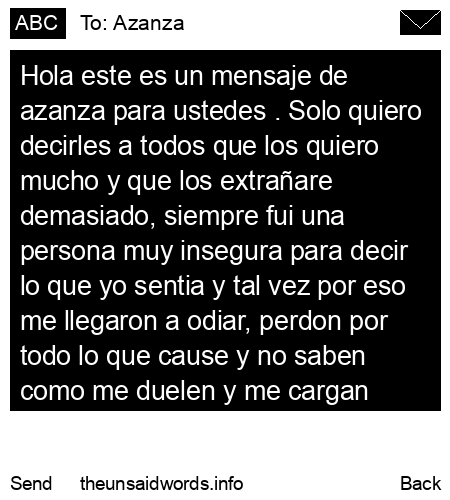 unsent message to Azanza