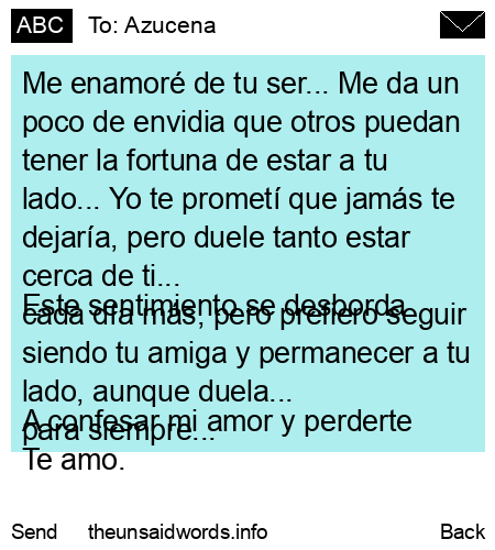 unsent message to Azucena