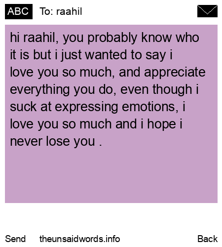 unsent message to raahil