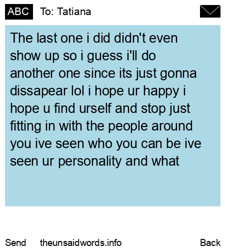 unsent message to Tatiana