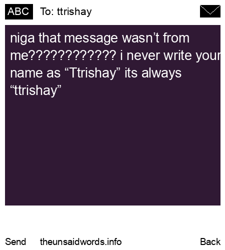 unsent message to ttrishay