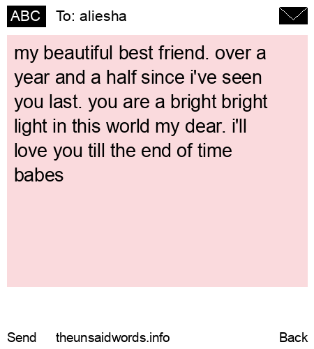 unsent message to aliesha
