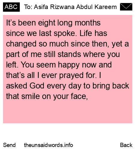 unsent message to Asifa Rizwana Abdul Kareem