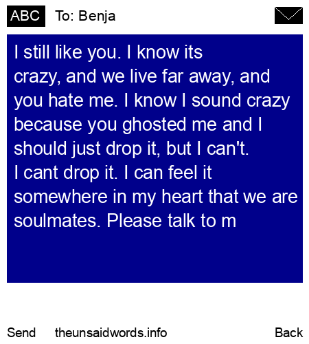 unsent message to Benja