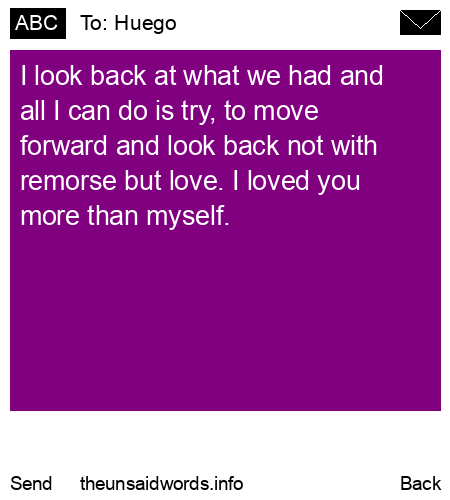 unsent message to Huego