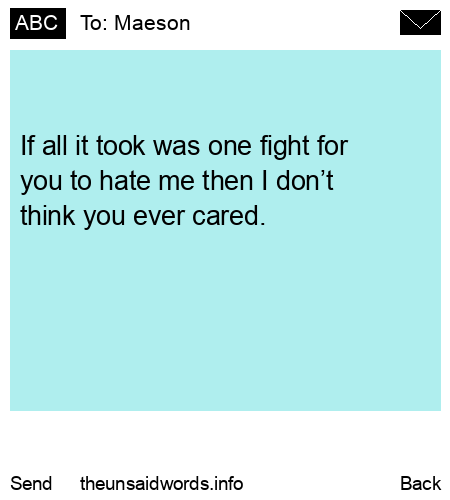 unsent message to Maeson