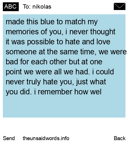 unsent message to nikolas