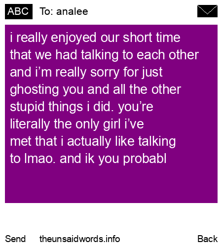 unsent message to analee