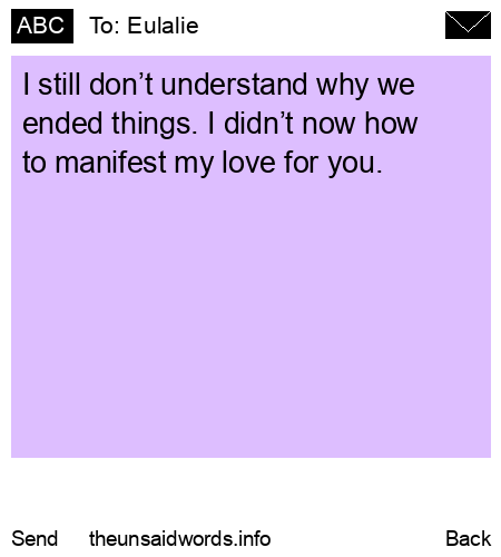 unsent message to Eulalie