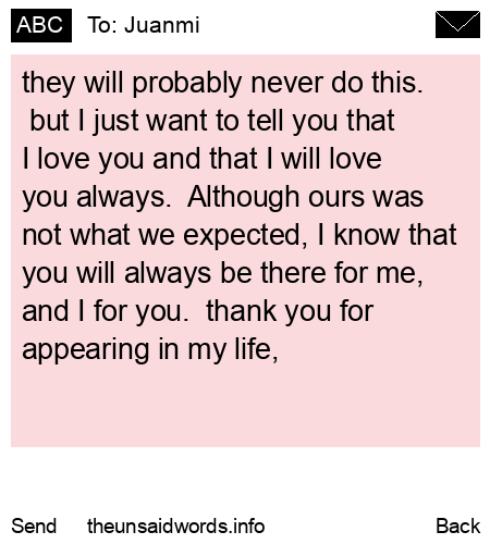 unsent message to Juanmi