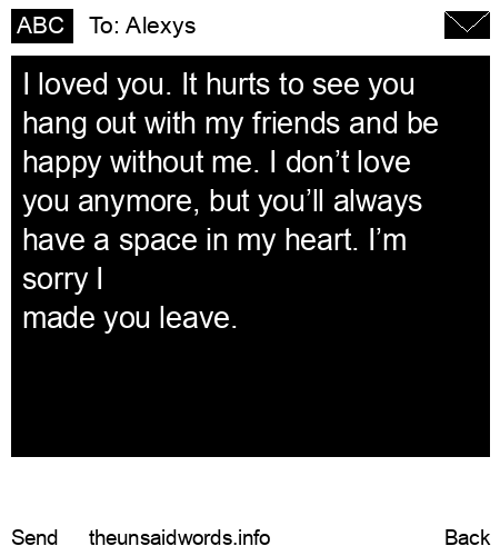 unsent message to Alexys