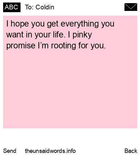 unsent message to Coldin