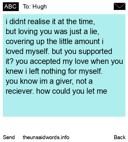 unsent message to Hugh