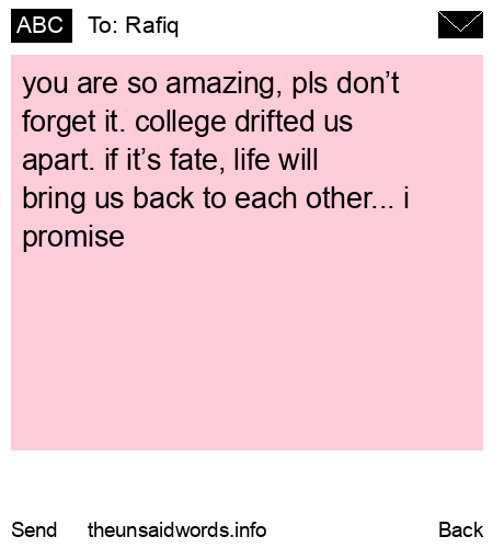unsent message to Rafiq