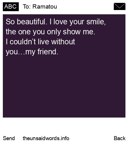 unsent message to Ramatou