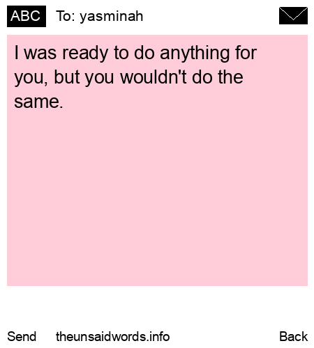 unsent message to yasminah