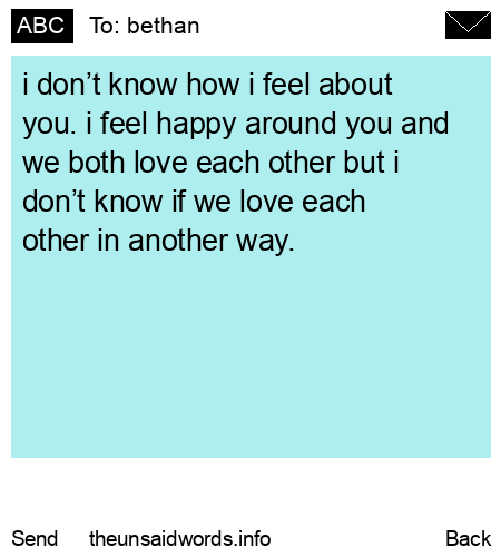 unsent message to bethan