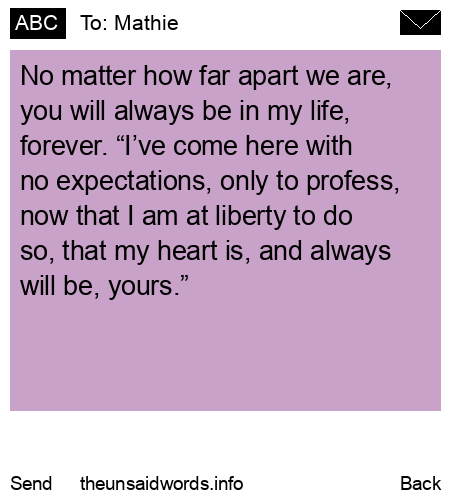 unsent message to Mathie