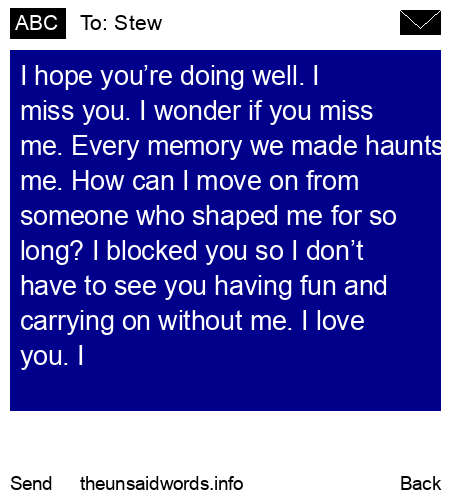 unsent message to Stew