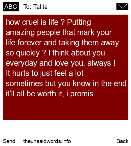 unsent message to Talita