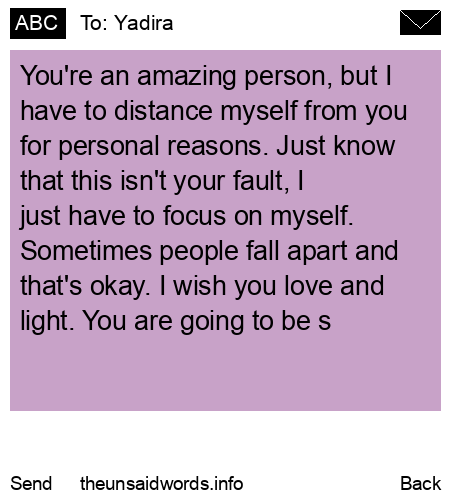 unsent message to Yadira