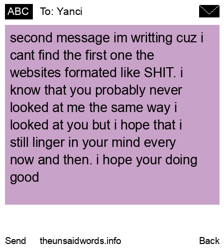 unsent message to Yanci