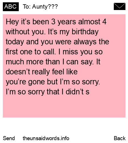 unsent message to Aunty???