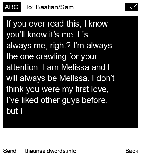 unsent message to Bastian/Sam