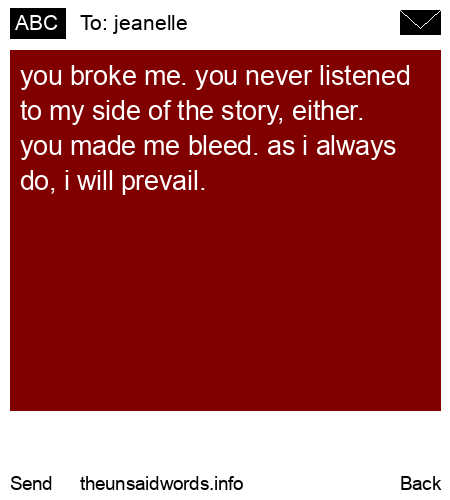 unsent message to jeanelle