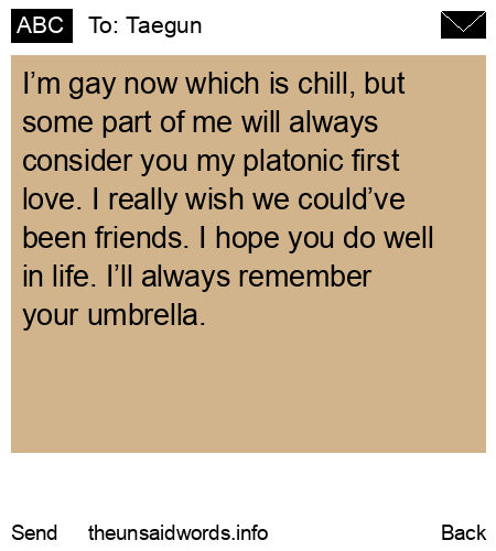 unsent message to Taegun