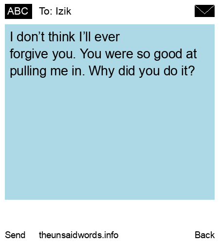 unsent message to Izik