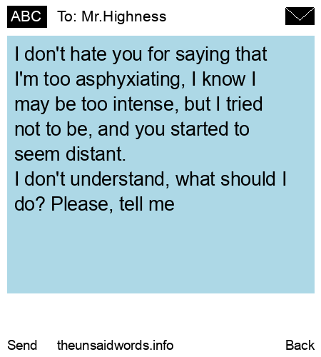 unsent message to Mr.Highness
