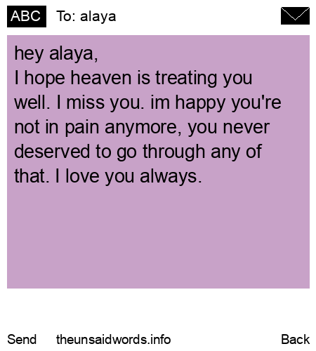 unsent message to alaya