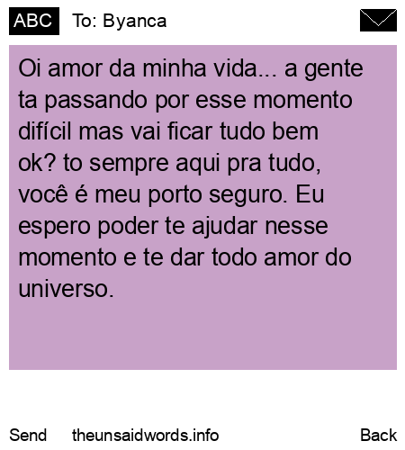 unsent message to Byanca