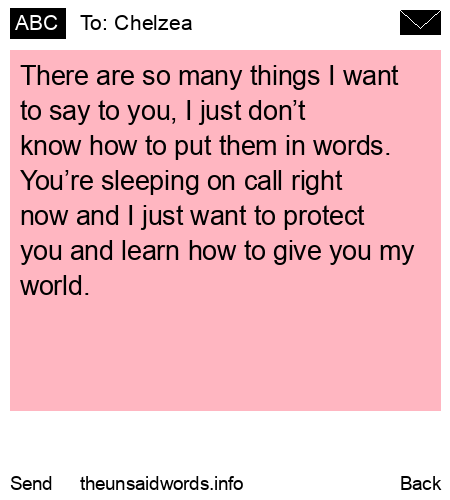 unsent message to Chelzea